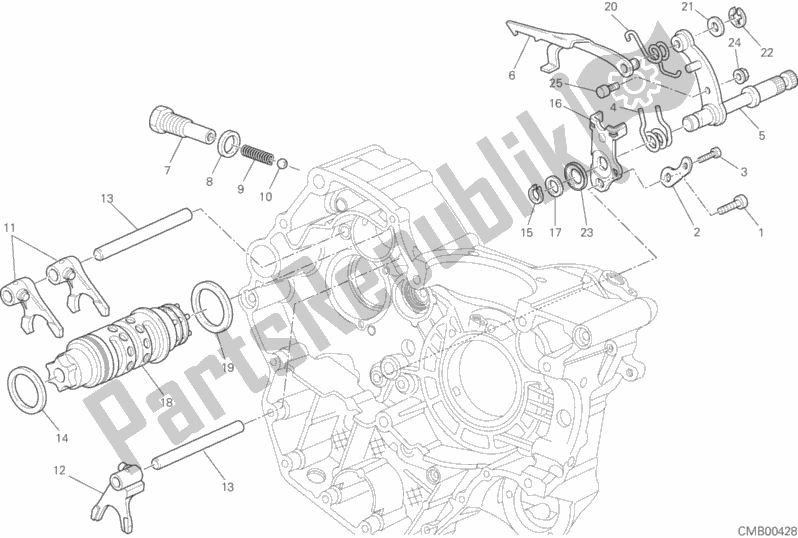 All parts for the Shift Cam - Fork of the Ducati Hypermotard Brasil 821 2014